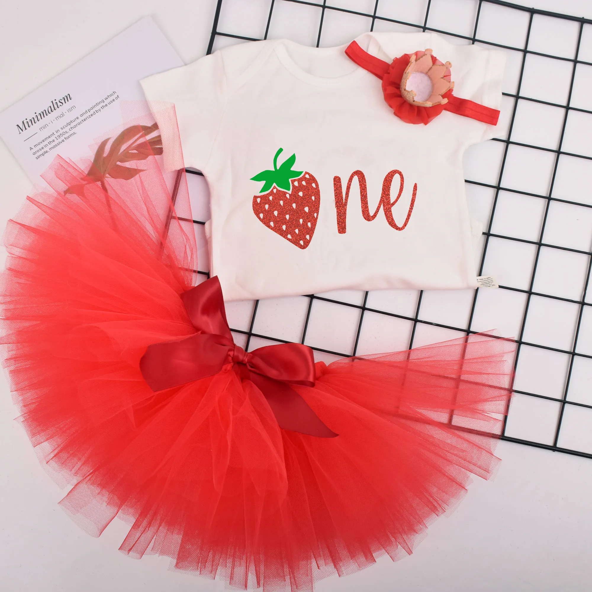 Baby Girl First Birthday Tutu outfit Red Strawberry 1st Birthday Party Tutu costume Baby Shower Party Birthday Tutu Outfit Baby Clothing Set medium