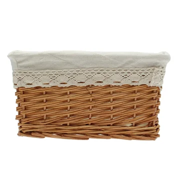 

40*30*16cm Multipurpose Rectangular Wicker Storage Basket with Removable Washable Liner Willow Woven Containers - Size L