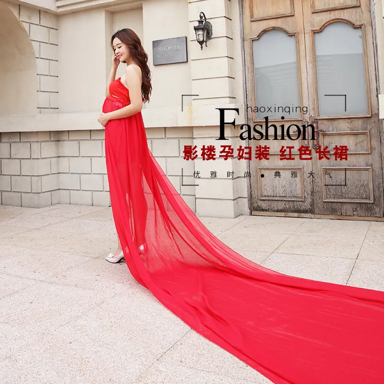 

Sun Maternity Clothes Portrait Clothing European And American-Style Set Chiffon Skirt Mopping Red Plus-sized