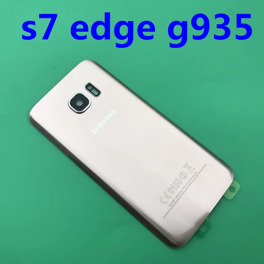 Samsung Galaxy S7 edge оригинальная Задняя крышка батареи G930 G930F чехол G935 G935F задняя дверь корпус стеклянная панель Запасная часть - Цвет: s7 edge gold