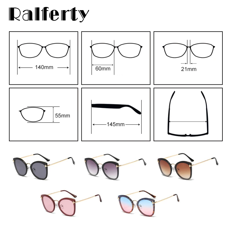 Ralferty 2019 женские солнцезащитные очки кошачий глаз zonnebril dames ретро Оттенки для