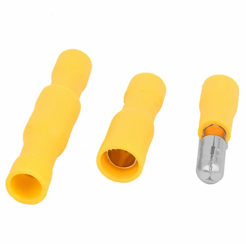 

50pcs Yellow Male Female Bullet Insulated Connector Crimp Terminals Wiring Cable Plug FRD5.5-195 FRD5-195 MPD5.5-195 MPD5-195