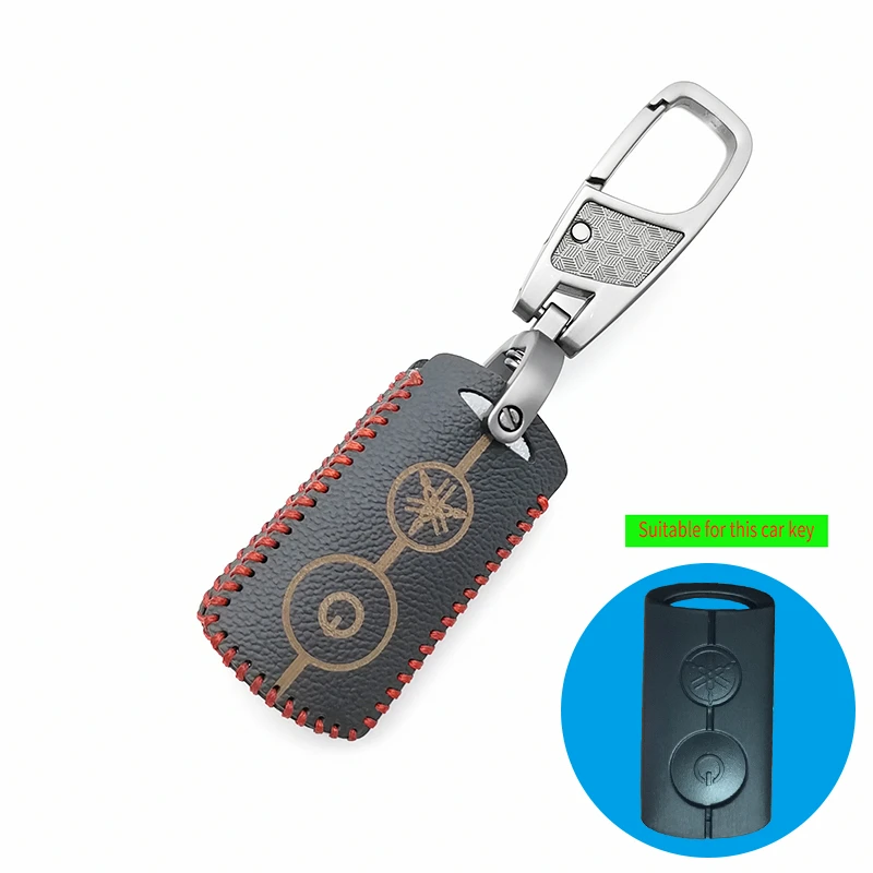 Leather Key Case Cover for Yamaha AEROX NVX155 QBIX JAUNS XMAX300 2 Button Motorcycle Smart Key bag fob Protect Shell