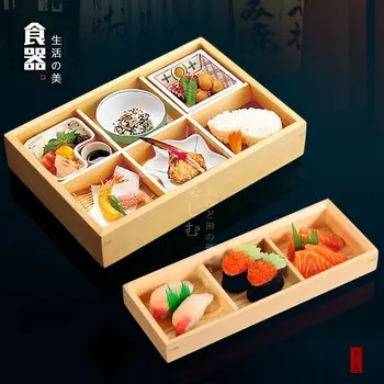 

Japanese creative cooking wooden sushi food box hot pot sashimi solid wood multi dish refreshments artistic hamper snack plate