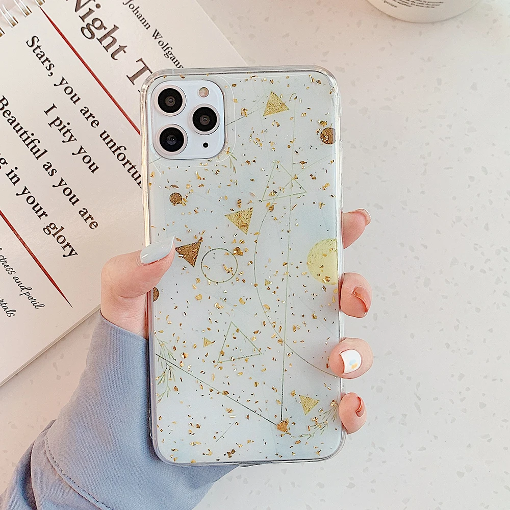 LOVECOM золотой порошок геометрический граффити чехол для телефона для iPhone 11 Pro Max XR XS Max 6 6S 7 8 Plus X Мягкая эпоксидная задняя крышка подарок - Цвет: d