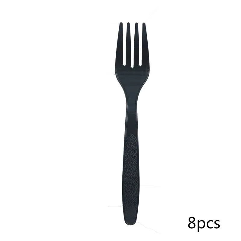 Fork 8pcs Тема покера, вечерние одноразовые столовые приборы, игральные карты, бумажный стаканчик, тарелка, салфетки, баннеры, детские украшения на день рождения - Color: Fork 8pcs