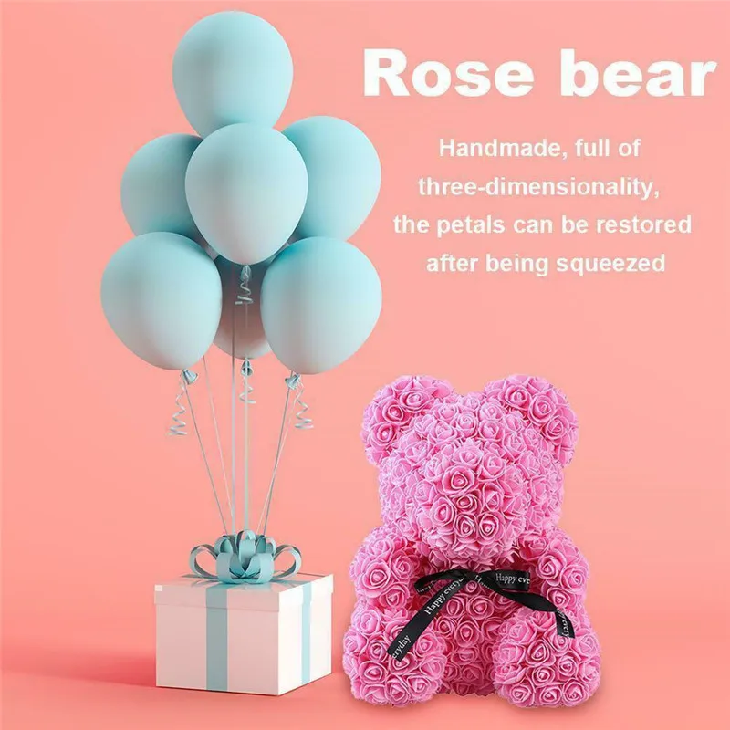 Прекрасная роза Teddy Bear пены для подарочных букетов и на свадьбу, день рождения, подарок на день Святого Валентина романтический подарок на день рождения 40/25 см