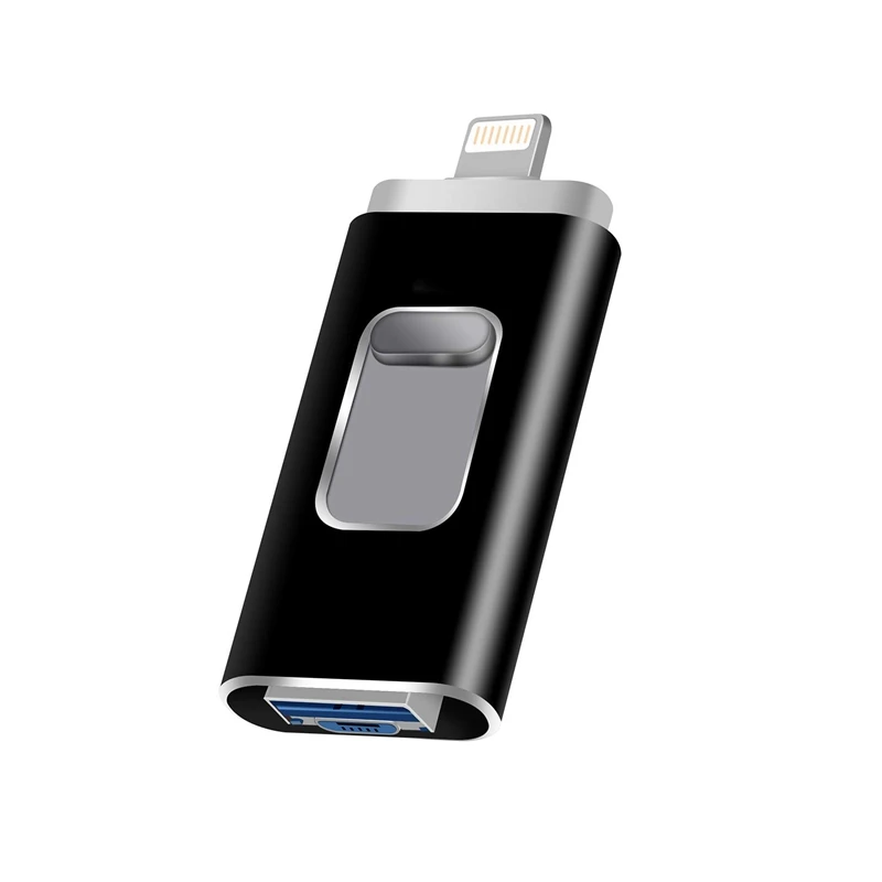 Флэш-накопитель IOS 128GB для IPhone Memory Stick, флэш-накопитель USB 3,0 Lightning Memory Stick для IPhone Android и компьютеров(Blac
