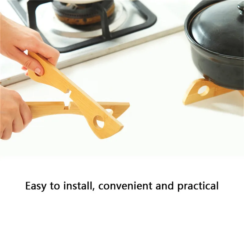 TTLIFE Wooden Heat-resistant Pot Mat Baking Tray Bracket Detachable Wooden Table Mat Kitchen Pot Mat Insulation Cold Pot Mat