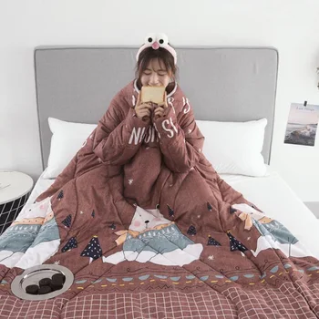 

1 Pcs Lazy Quilt With Sleeves Warm Thicken Blanket Multifunction For Home Winter Nap B88