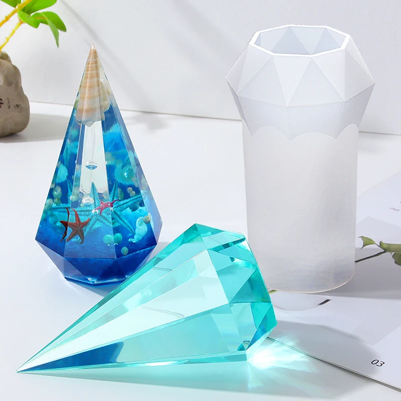 

Diy Octal Cone Crystal Crafts Silicone Silicone for Making Uv Epoxy Candle Resin Molds Pyramid Energy Tower Mould Newest