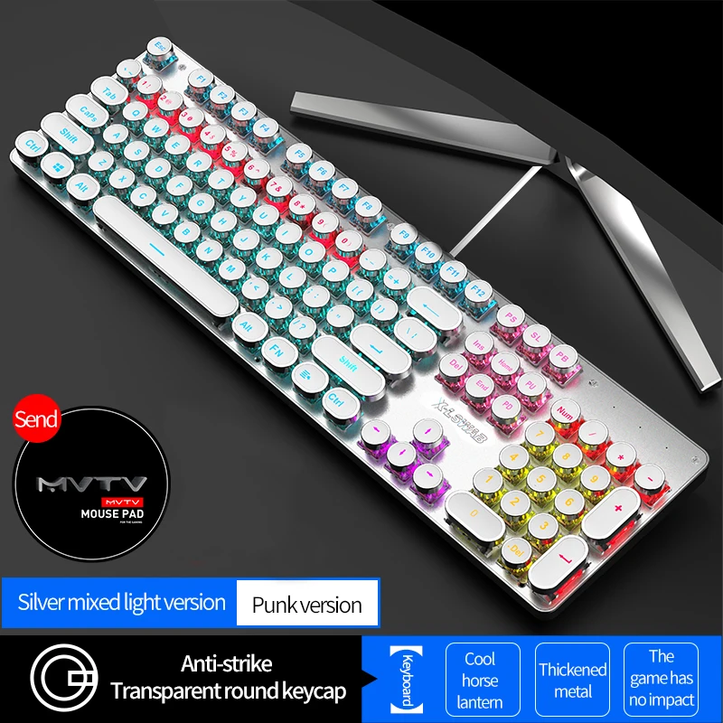 

EWEADN Newest Wired Mechanical Keyboard 104 Keys Auto Switch Shaft Punk LED Backlight Professional Computer Gaming