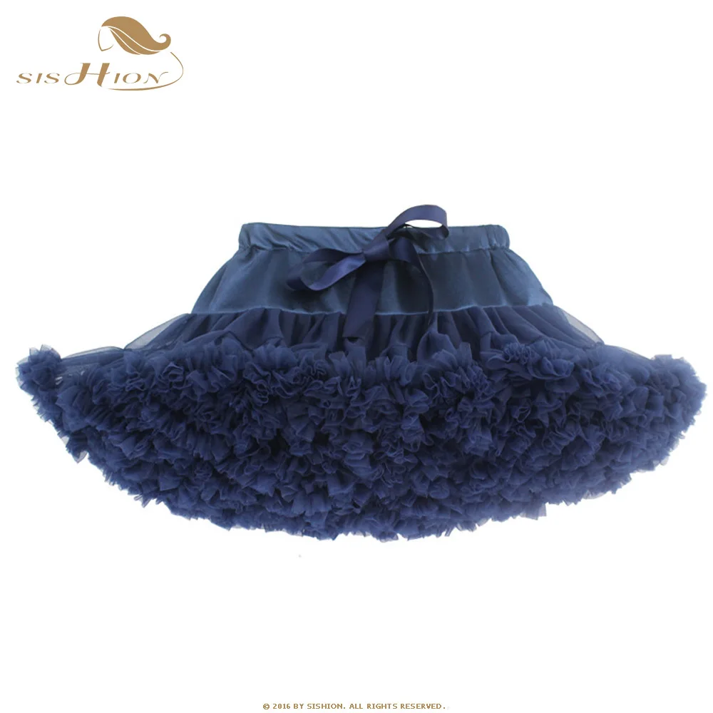 Navy blue SISHION/осенне-зимняя Рождественская сетчатая юбка, Женская бальная юбка-пачка, однотонная плиссированная мини-юбка с бантом, сексуальные юбки QY0383 - Цвет: Navy blue