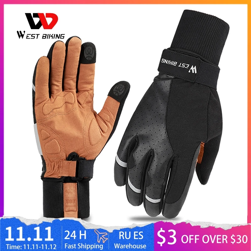 WEST BIKING -10°C Winter Gloves Touchscreen Thermal For Cycling Motorcycle Running Sport Men Women Windproof Warm | Спорт и