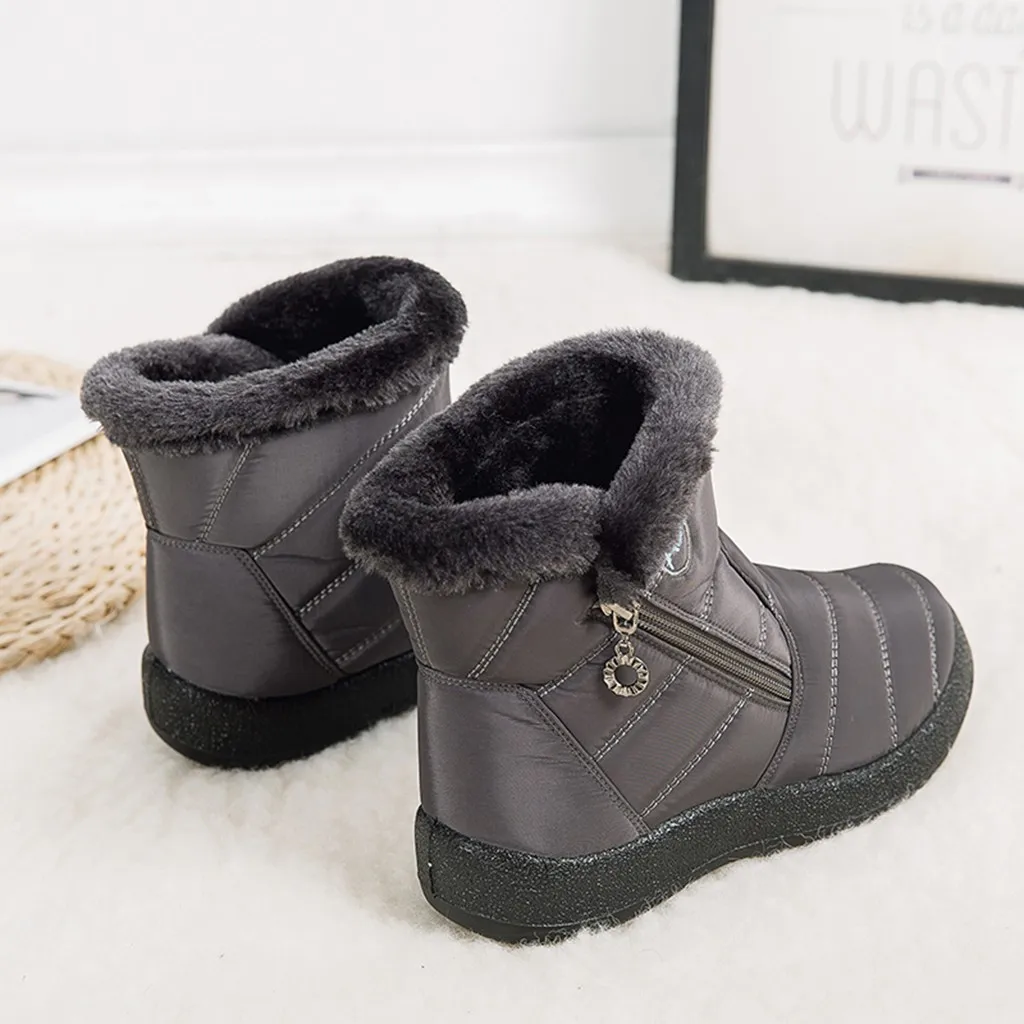 Waterproof Short Booties Women's Winter Warm Snow Boots With Plush Non-Slip Footwear Plus size 35-43 autumn and Winter Shoes