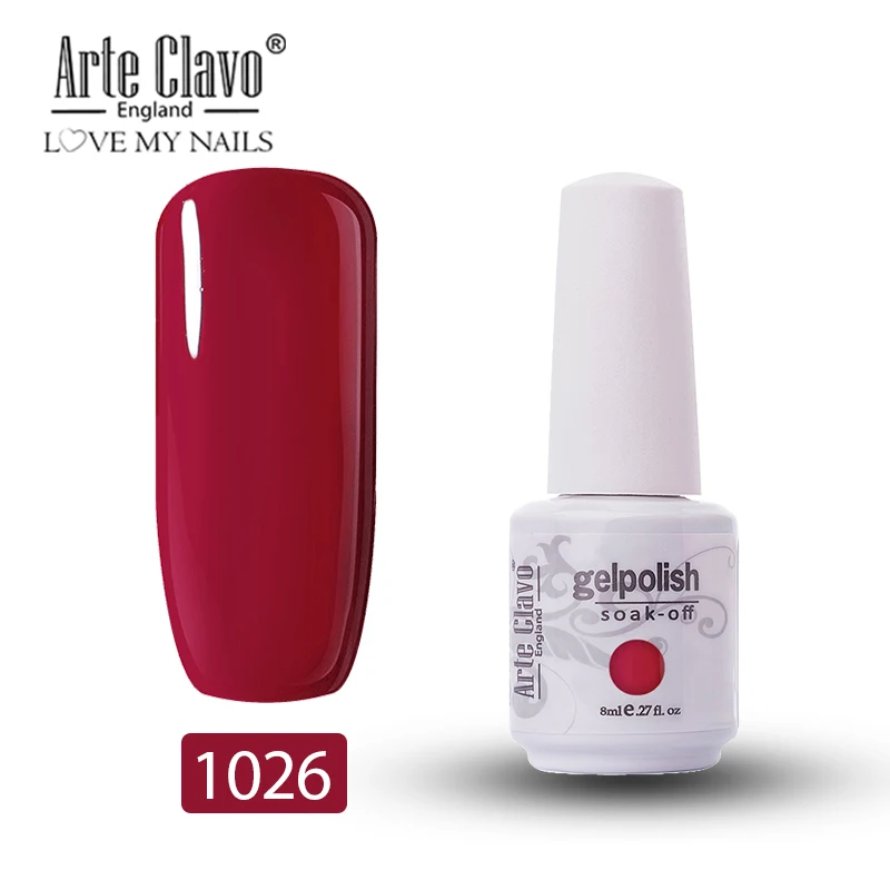Arte Clavo 8 мл Гель-лак для ногтей верхний слой и Базовое покрытие Гель-лак для ногтей Светодиодный УФ-лак 85 цветов Гель-лак для ногтей - Цвет: 1026