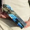 Large Natural Labradorite Obelisk Quartz Crystal Wand Point healing 3