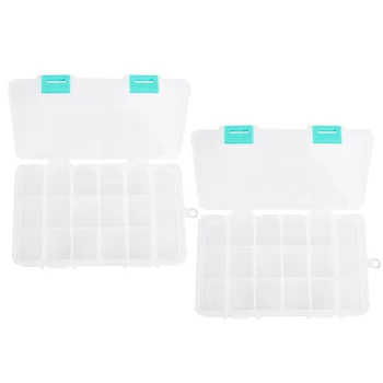 

2pcs 18 Grids Storage Box Square Home Storage Box Empty Box Jewelry Earring Bracelet Transparent Box