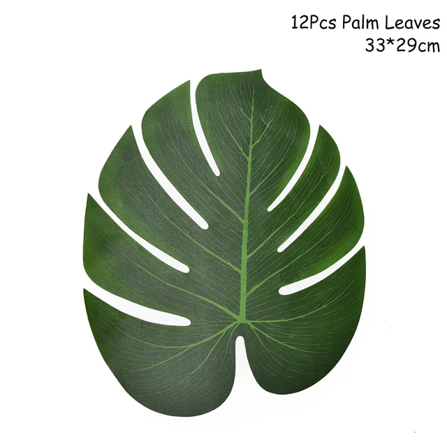 Hawaiian Party Decorations Palm Leaves Bunting Banner Luau Flamingo Summer Tropical Party Decoration Jungle Safari Party Ballons 12pcs large leaves