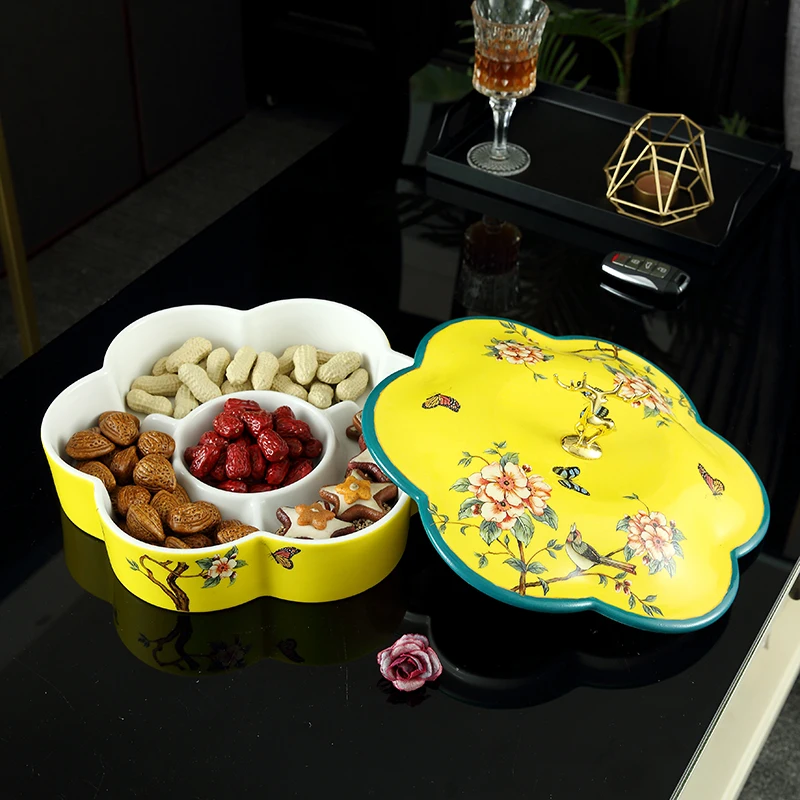 

Modern Ceramic Dried Fruit Box Ornaments Home Livingroom Desktop Decoration Club KTV Store Figurines Crafts