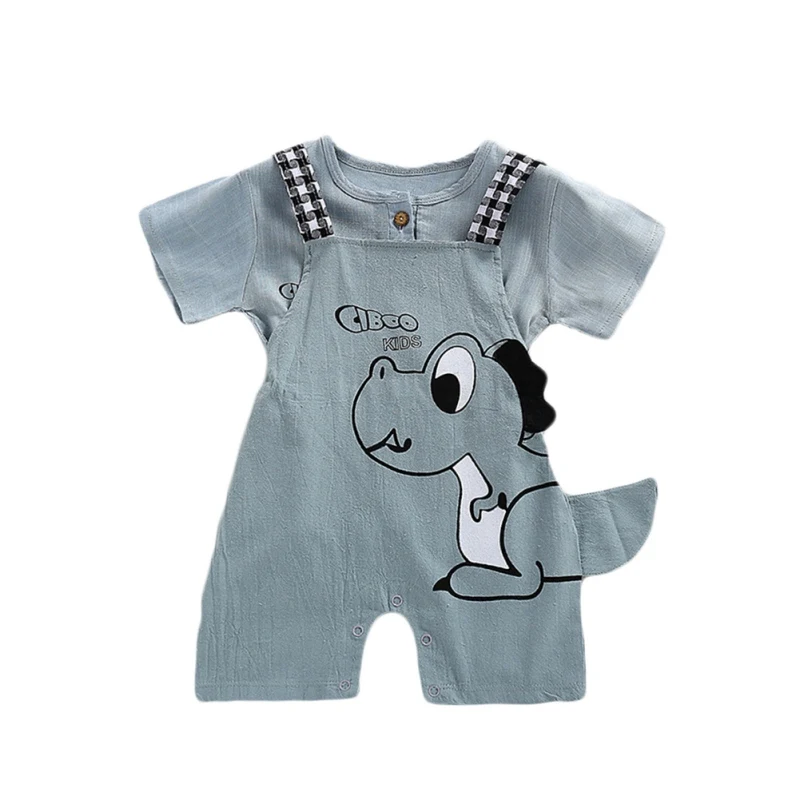 Newborn Infant Baby Boys Overalls Strap shorts Summer Baby Boys Grils Dinosaur Cartoon Printing Suspender Trousers Kids Overalls - Цвет: ZJ0269L