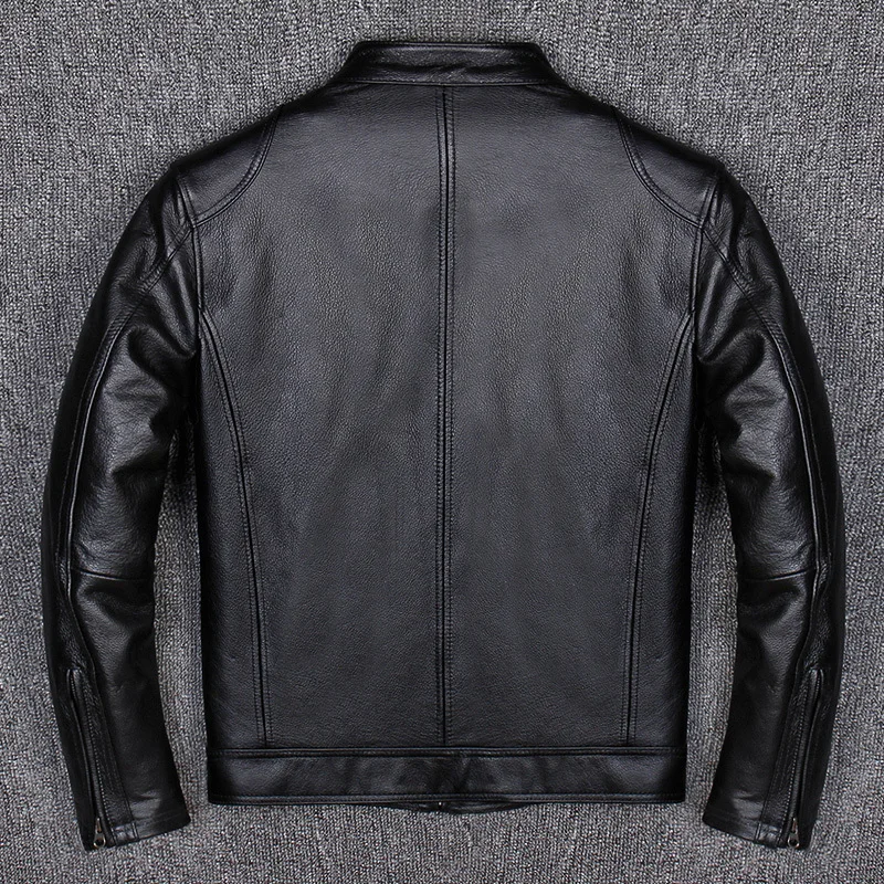 Genuine Leather Jacket Short Cow Coats Men Motorcycle Jackets Casual Cowhide Chaqueta Cuero Hombre A102 KJ1455 | Мужская одежда