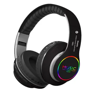 

Wireless Bluetooth 5.0 Headset Adjustable Head-mounted HiFi LED Light Headphones 28GE