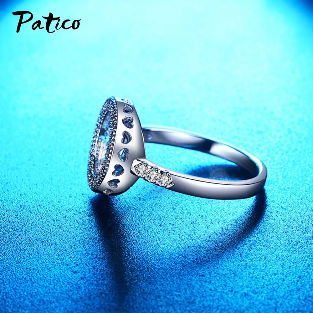 Brand Boutique Women 925 Sterling Silver Round Finger Rings Promise Engagement Wedding Bijoux Lovers Birthday Gift Jewelry