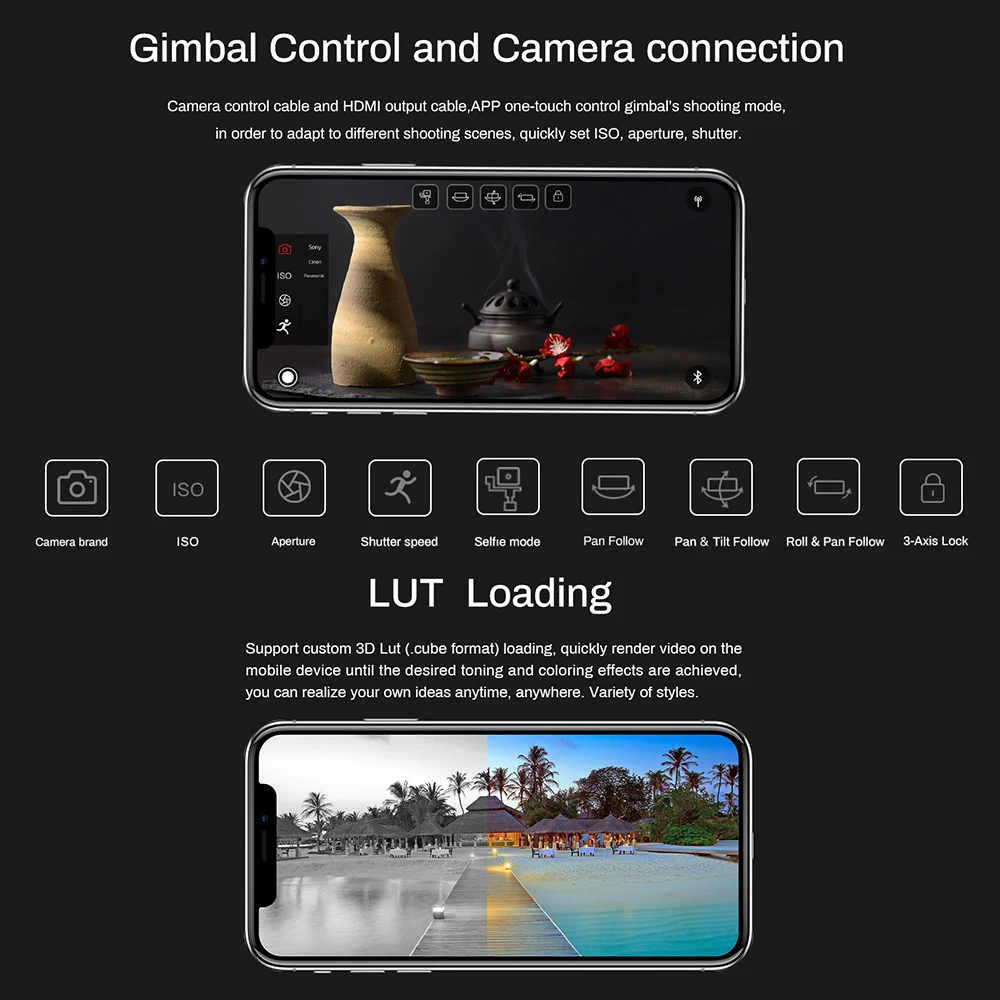 ACCSOON 3-Axis Handheld Camera Gimbal HD Image Video Follow LUT Loading with Canon Nikon Sony DSLR ILDC Max. Load Capacity 3.6kg