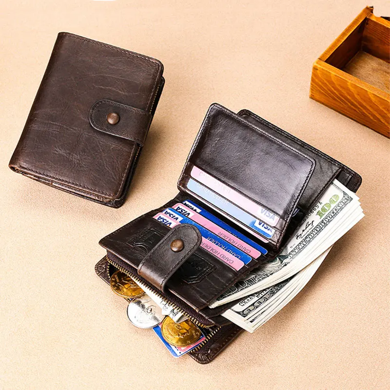 Качественные мужские кошельки из натуральной кожи мужской маленький кошелек для