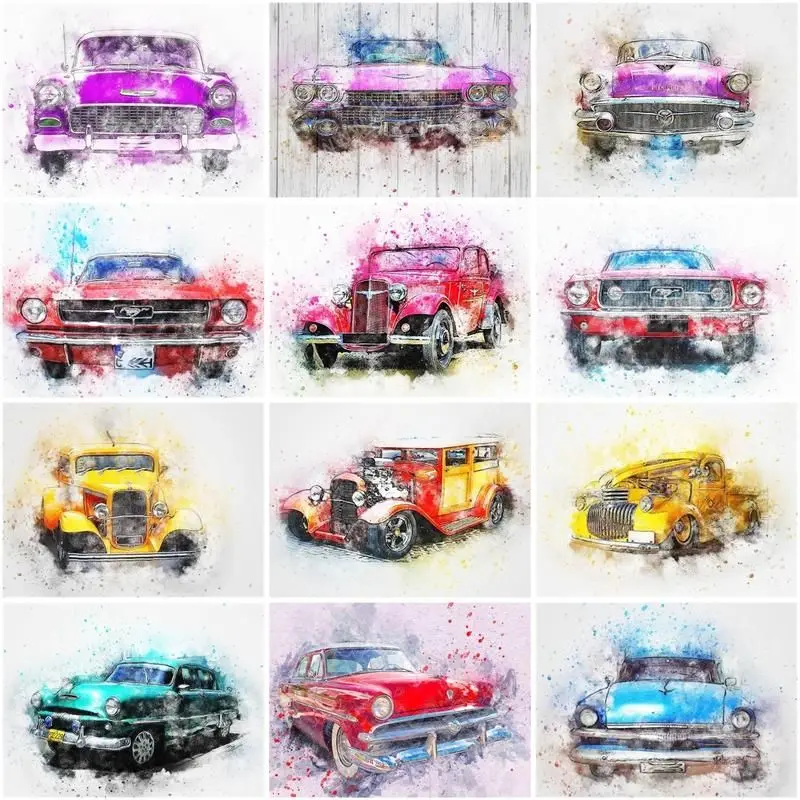 chenistory paint by numbers watercolour car landscape drawing on canvas gift diy pictures by number kits handpainted art home de paint by number aliexpress