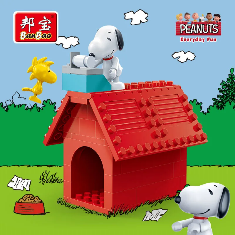 60 шт. BanBao Snoopy Peanuts деревянный дом, пластиковые строительные блоки, строительные игрушки для мальчиков и девочек, детские DIY модели - Цвет: no original box