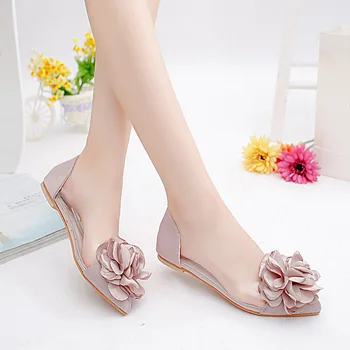 

2019 Spring and Autumn New Solid Color National Style Low To Help Shallow Mouth Pointed Women's Shoes Flowers Flat with Wild