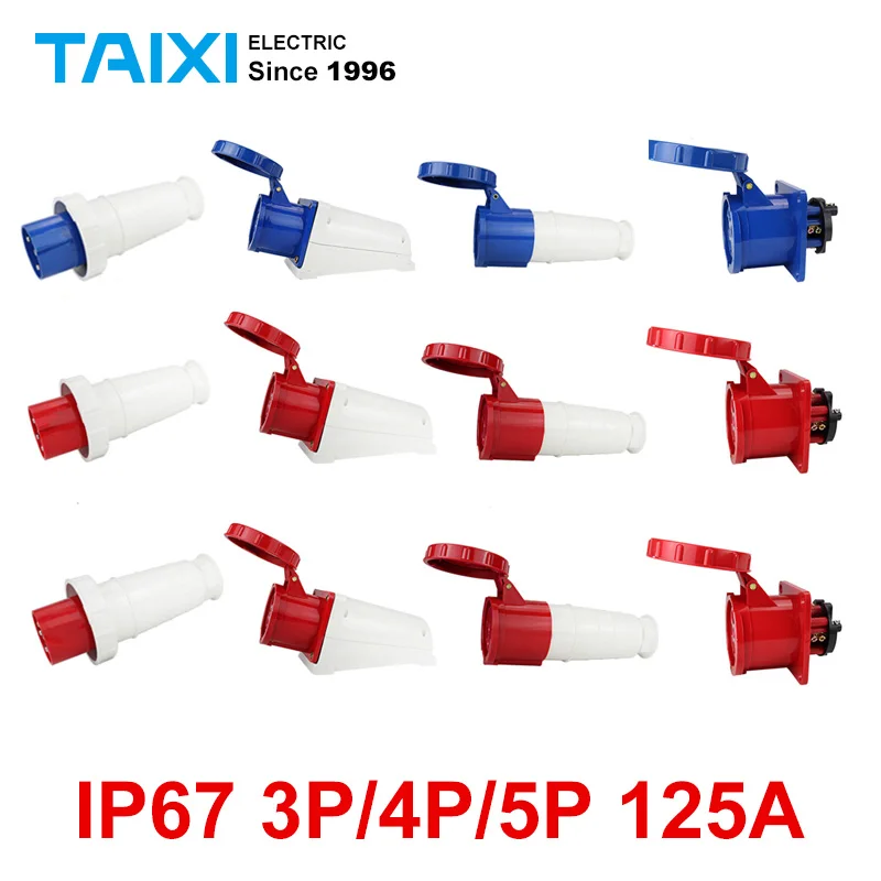 

IP67 125A 3P 4P 5P Waterproof Industrial Plug and Socket Connector Aviation Socket Docking