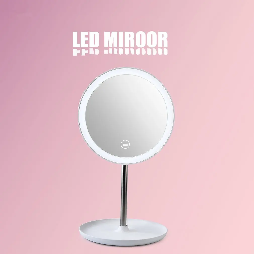 Практичная Мода Led заполняющее зеркало для макияжа с лампой с подсветкой круглый USB туалетный маленький зеркальный Рабочий стол одно зеркало