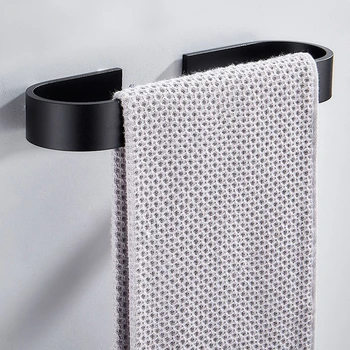 

Space Aluminum Alloy Bathroom Towel Holder Wall Mounted Hanger Organizer Waterproof Kitchen Accessories Storage Towel Rack Shelf