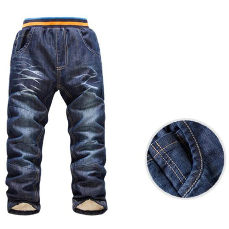 Длинные брюки для мальчиков-подростков джинсы для мальчиков от 6 до 10 лет зимние брюки с добавлением шерсти г. Зимние теплые детские джинсы брендовая одежда