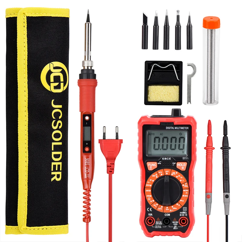 

JCD Soldering Iron Kit with Test Leads for Multimeter 6000 Counts Auto Rang AC/DC Voltmeter Tester Solder Iron Welding Tools