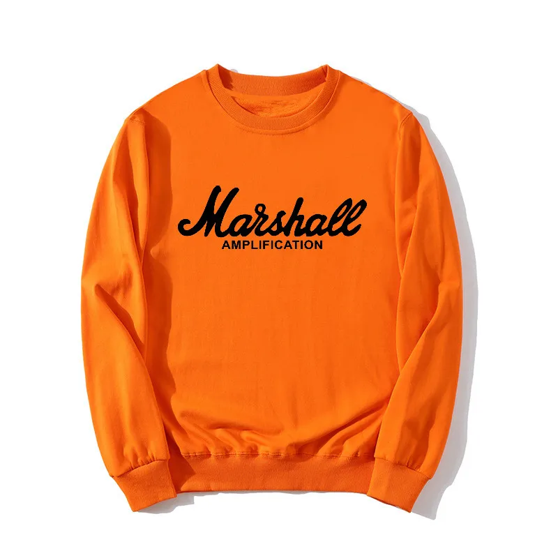Женские толстовки с капюшоном, новая осенняя Толстовка с принтом MARSHALL Amplication, пуловер с круглым вырезом, женский спортивный костюм размера плюс S-3XL, одежда - Цвет: Orange-H