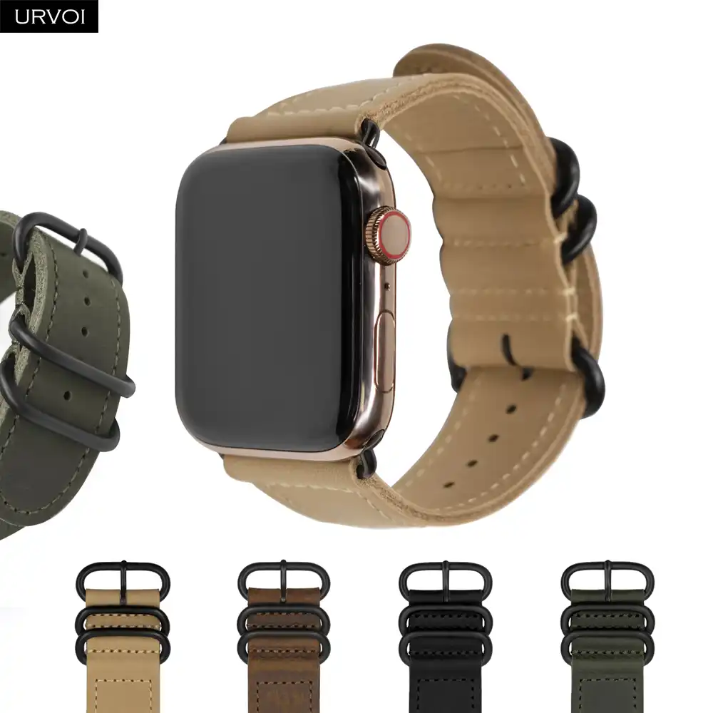 URVOI ремешок для Apple Watch series 6 SE 5 4 3 21 iwatch черная классическая Пряжка ручной работы