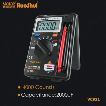 

RuoShui VC921 4000 Counsts Mini Palm Digital Multimeter Voltage Resistance Capacitance Foldable Multimetro Electrical tester