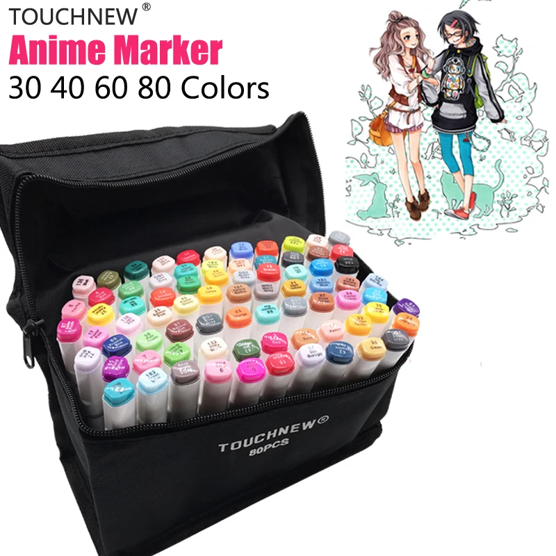 30/40/60/80 Colors Alcohol Based Markers Set Dual Tip Smooth Ink Sketch Marker Finecolour Brush Anime Color Markers Drawing Pens