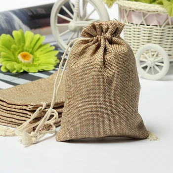 

1PCS 9*12cm Tie Bag Christmas Rustic bag Wedding Party Favor Jewelry Pouches Bags Mini Rustic Burlap Pouch Sack Drawstring