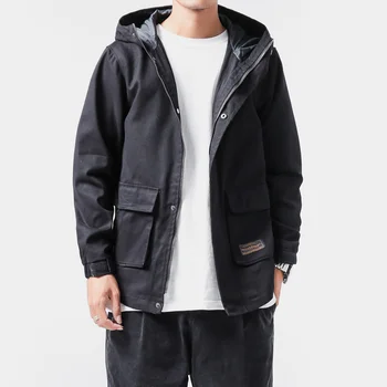 

YOYOO new autumn men clothing cotton men's jacket print casual loose hooded jacket coat men jacket coats man windbreaker