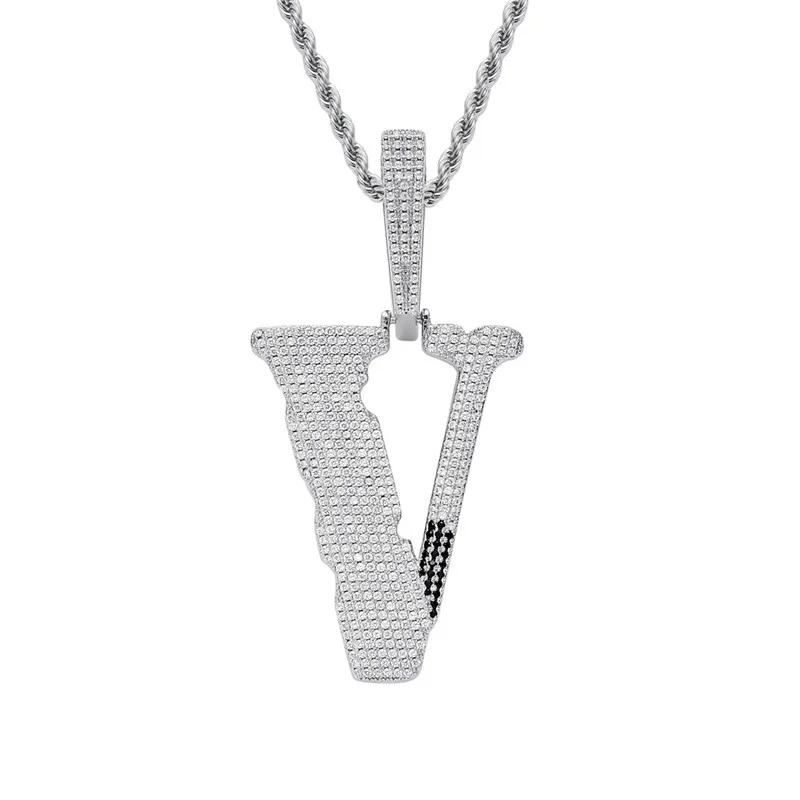 Iced Out ожерелье с кулоном и буквой с цепочкой 2 цвета AAA циркон мужское ожерелье Мода хип хоп рок ювелирные изделия для подарков