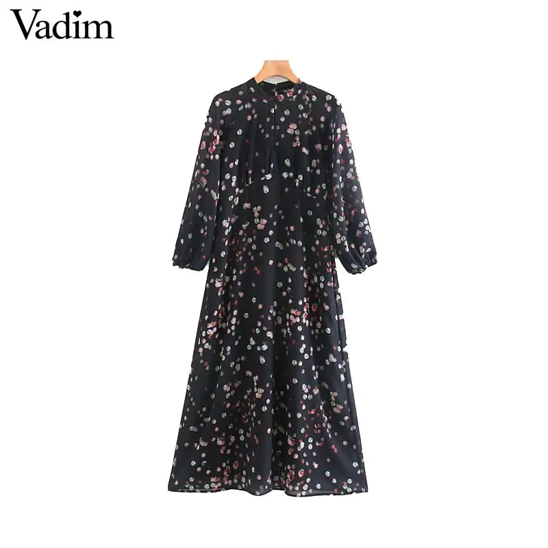 Vadim женское стильное платье макси с принтом, длинные рукава, молния сзади, женские повседневные стильные платья длиной до щиколотки, vestidos QC907