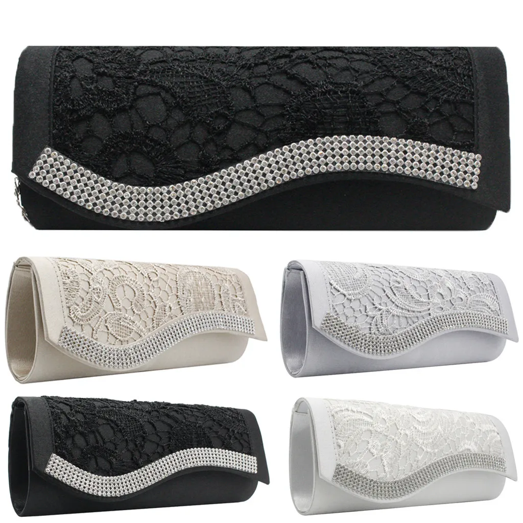 

New Elegant Shoulder Bag Women Wild Simple Messenger Bag For Girls Fashion Lace Diamonds Cocktail Party Chain Evening Bags K813