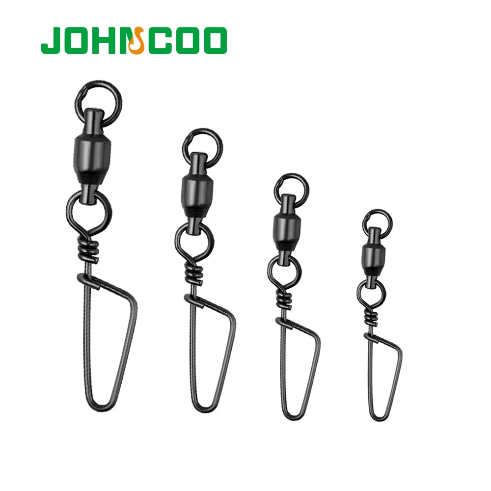 JOHNCOO Fishing Ball Bearing Swivel with Coastlock Snap 0 7 Stainless