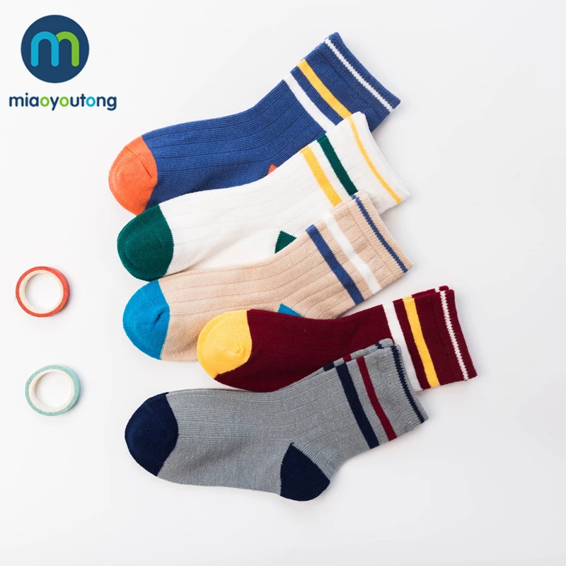 

5 pair High Quality Stripe Plain Color Cotton Baby Girl Socks Newborn Baby Boy Socks Kids Toddler Floor Socks Miaoyoutong
