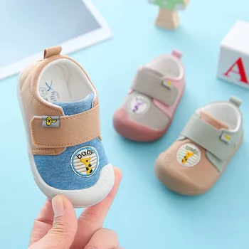 

2020 New Unisex Spring and Autumn Baby Non-slip Toddler Shoes Cotton Fabric Hook & Loop Cartoon Infant Shoes for Baby Boys Girls